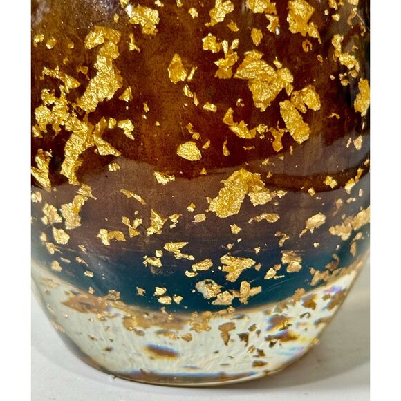 Nicole Miller MCM Style Brown With Gold Flakes Lucite Votive Candle Tea Light - Picture 3 of 5